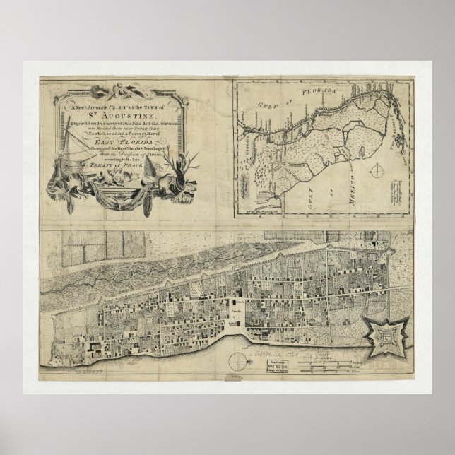 Poster Carte de St. Augustine Florida (1764) (Devant)