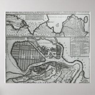 Poster Carte de St Petersburg, c.1750