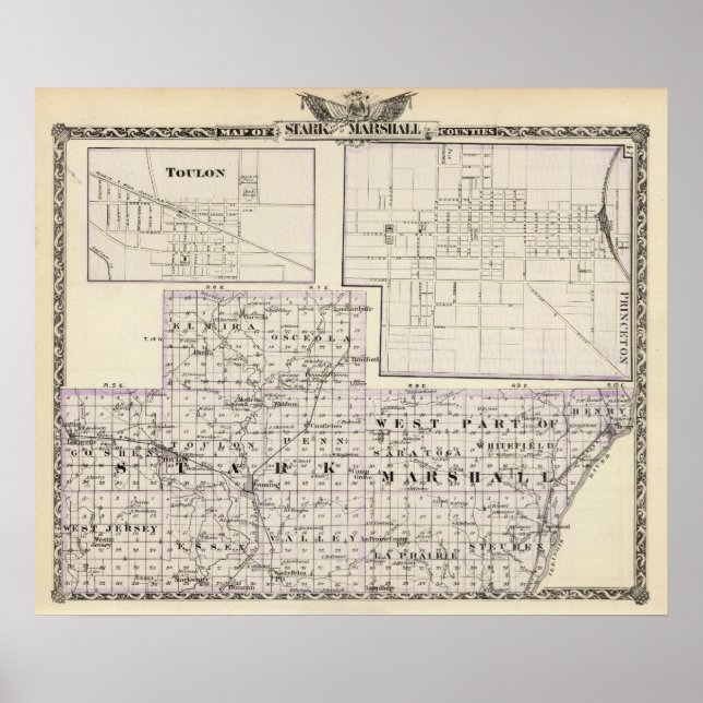 Poster Carte de Stark et de la partie ouest des comtés Ma (Devant)