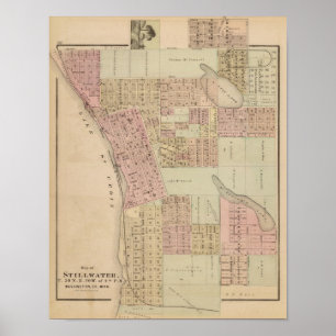 Poster Carte de Stillwater, le comté de Washington,