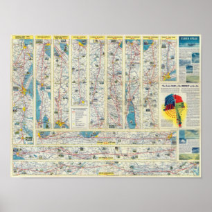 Poster Carte de système d'American Airlines de verso