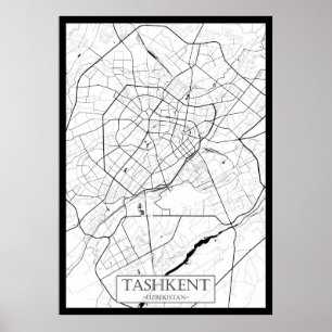 Poster Carte de Tachkent Ouzbékistan