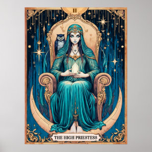 Poster Carte de tarot, la Grande Prêtresse 2