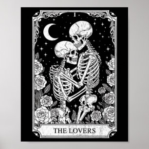 Poster Carte de tarot Les Amants squelette gothique Hallo