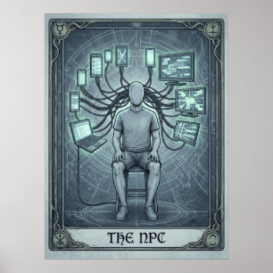 Poster Carte de tarot PNJ Dystopie des médias sociaux