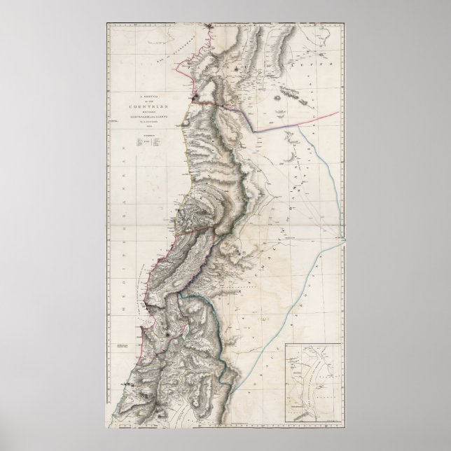 Poster Carte de Terre Sainte 1814 (Devant)