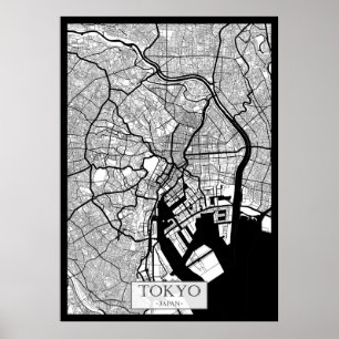 Poster Carte de Tokyo Japon