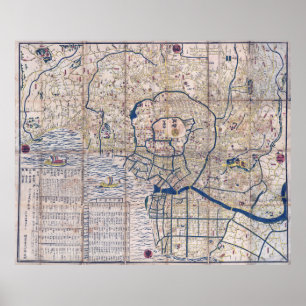 POSTER CARTE DE TOKYO JAPON 1849