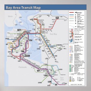 Poster Carte de transit de région de baie avec la légen