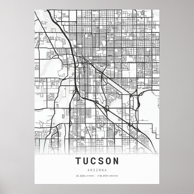 Poster Carte de Tucson (Devant)