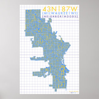Poster Carte de typographie du quartier de Milwaukee