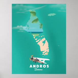 Poster Carte de vacances d'Andros Bahamas.