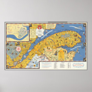 Poster Carte de Vacanes, Québec, Gaspesie (Canada)