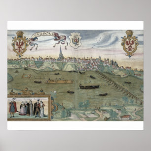 Poster Carte de Varsovie, de Civitates Orbis Terrarum par