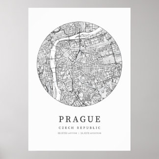 Poster Carte de ville de Prague République tchèque
