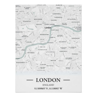 Poster Carte de ville de style classique de Londres, Angl