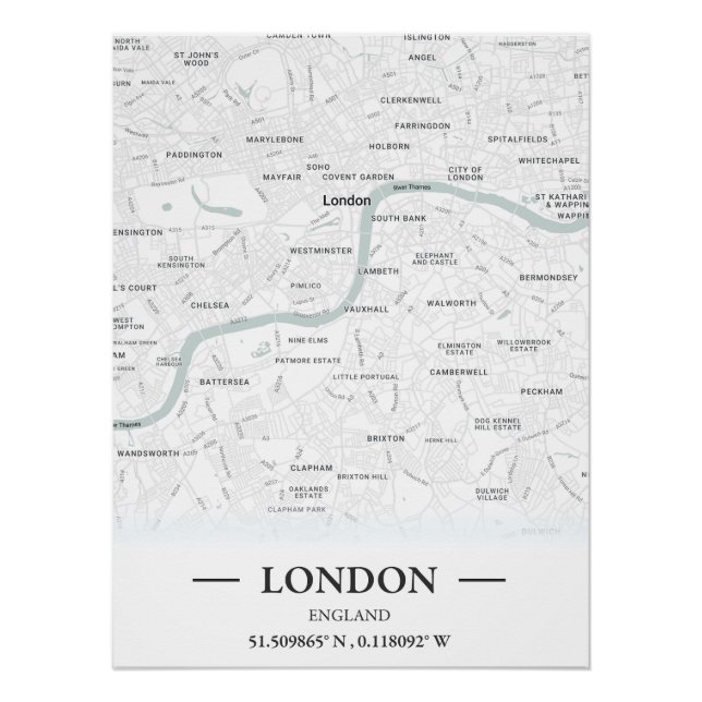 Poster Carte de ville de style classique de Londres, Angl (Devant)