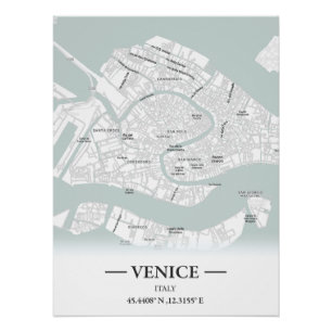Poster Carte de ville de style classique de Venise, Itali