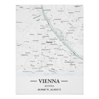 Poster Carte de ville de style classique de Vienne, Autri