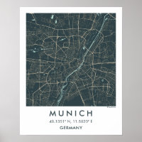 Carte de ville personnalisée de Munich Allemagne a