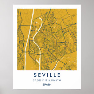 Poster Carte de ville personnalisée de Séville Espagne af