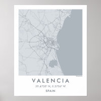 Carte de ville personnalisée de Valence Espagne af