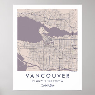 Poster Carte de ville personnalisée de Vancouver Canada a