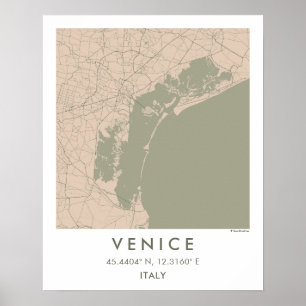 Poster Carte de ville personnalisée de Venise Italie affi