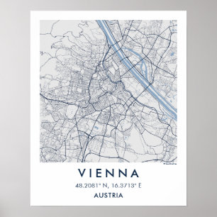 Poster Carte de ville personnalisée de Vienne Autriche af