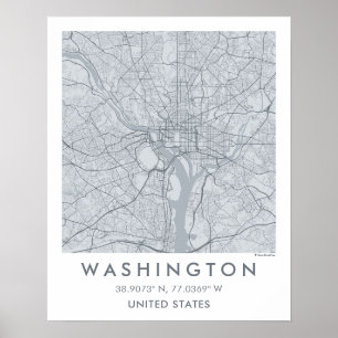 Poster Carte de ville personnalisée de Washington DC - Af
