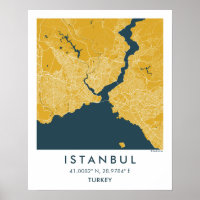 Carte de ville personnalisée Istanbul Turquie Affi