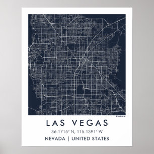 Poster Carte de ville personnalisée Las Vegas Nevada affi