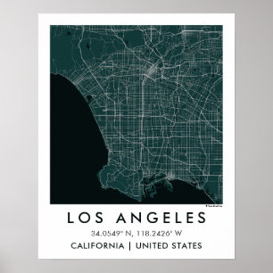 Poster Carte de ville personnalisée Los Angeles États-Uni