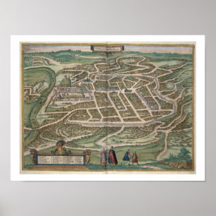 Poster Carte de Vilnius, Lithuanie, de 'Civitates Orbis T