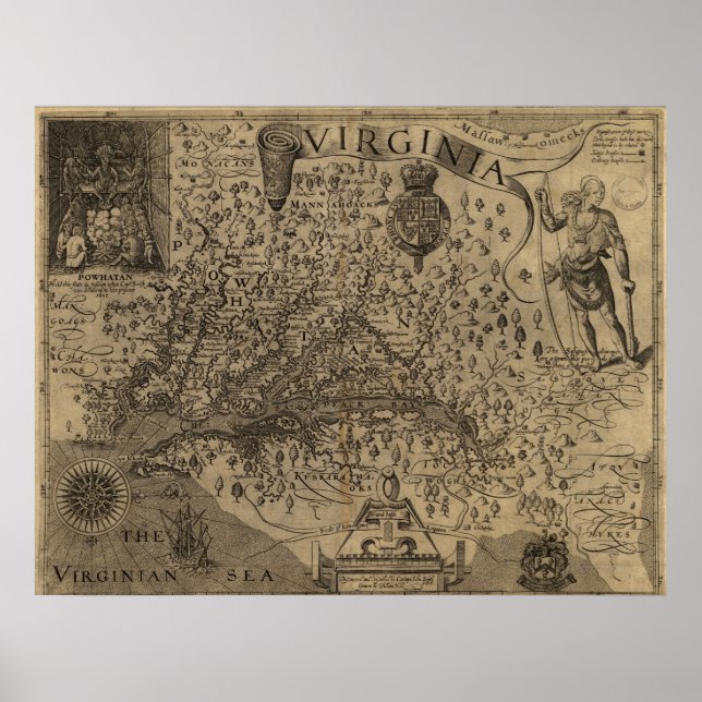 Poster Carte de Virginie 1606 (Devant)