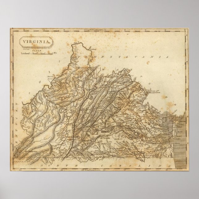 Poster Carte de Virginie par Arrowsmith (Devant)