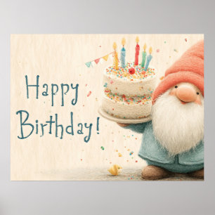 Poster Carte de vœux d'anniversaire fantaisiste : Gnome t
