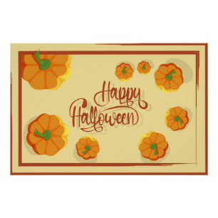 Poster Carte de voeux encadrée Happy Halloween typographi