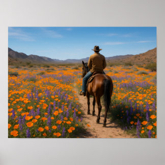 Poster Carte de vœux Fleurs sauvages du désert - Printemp