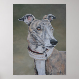 Poster Carte de voeux Lizzy Brindle Greyhound