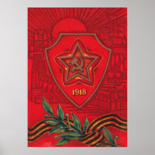 Poster Carte de voeux soviétique du 23 février