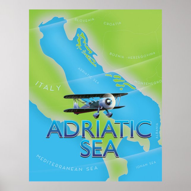 Poster Carte de vol de la mer Adriatique (Devant)