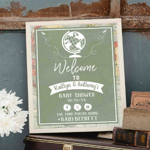 Poster Carte de voyage Aventure Baby shower Bienvenue