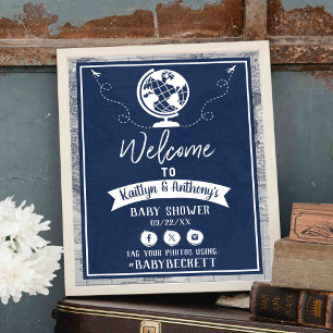 Poster Carte de voyage Aventure Baby shower Bienvenue
