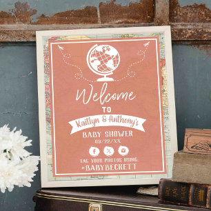 Poster Carte de voyage Aventure Baby shower Bienvenue
