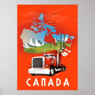 Poster Carte de voyage Canada Truck