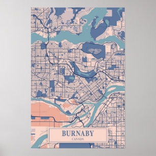 Poster Carte de voyage de Burnaby Canada venteuse