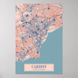 Poster Carte de voyage de Cardiff Royaume-Uni ville vente