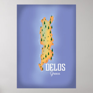Poster Carte de voyage de Delos Grèce