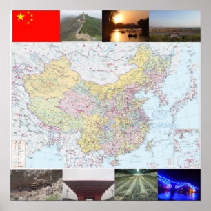 Poster Carte de voyage de Jamie en Chine